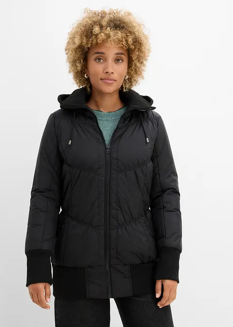 Steppjacke mit breitem Komfortbund und Kapuze, bonprix