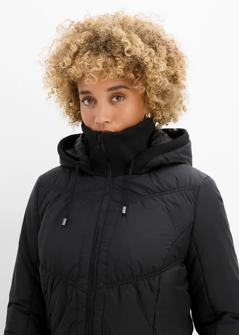 Steppjacke mit breitem Komfortbund und Kapuze, bonprix