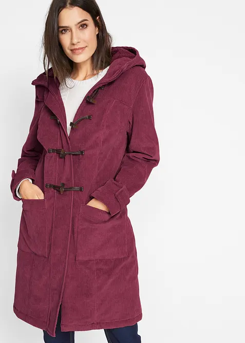 Gef&uuml;tterter Cord-Dufflecoat, bonprix