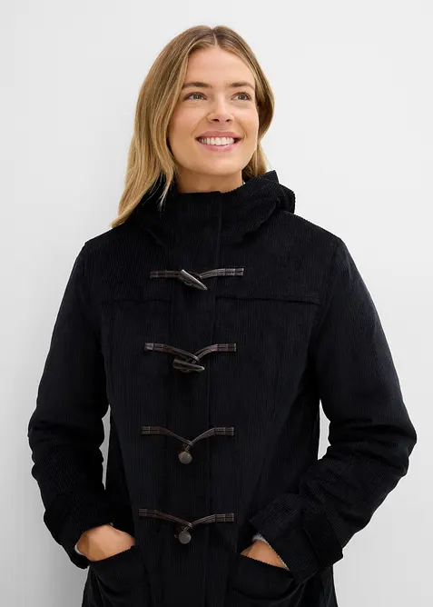 Gef&uuml;tterter Cord-Dufflecoat, bonprix