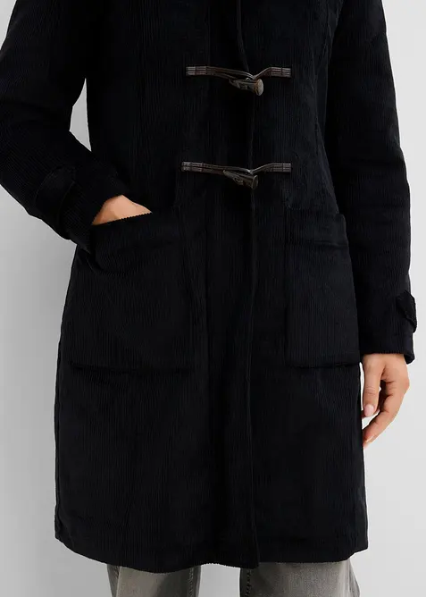 Gef&uuml;tterter Cord-Dufflecoat, bonprix
