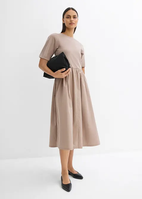 Midikleid aus Materialmix, bonprix
