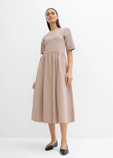 Midikleid aus Materialmix, bonprix