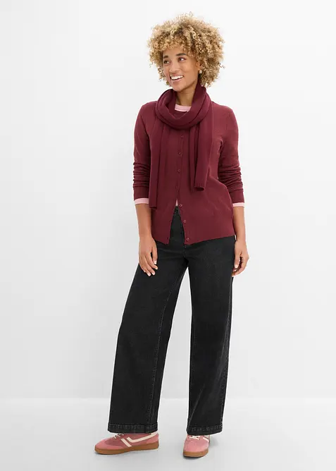 Basic Feinstrickjacke mit recycelter Baumwolle, bonprix