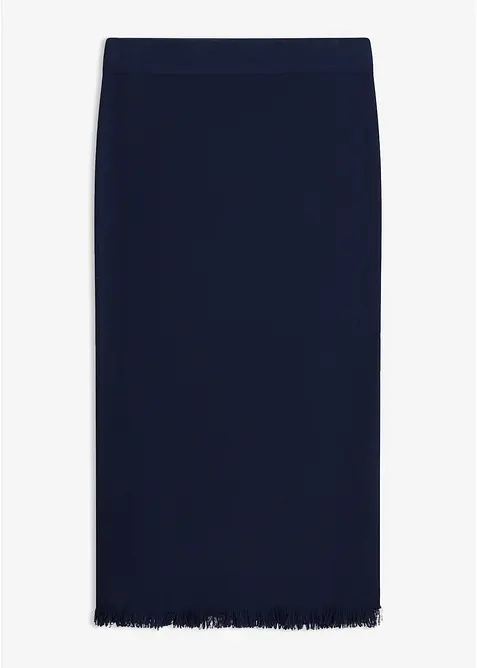 Jupe en maille, finition frang&eacute;e, bonprix
