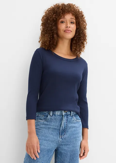 Lot de 3 T-shirts c&ocirc;tel&eacute;s manches 3/4, 100% coton, bonprix