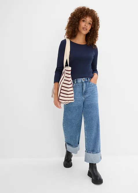 Lot de 3 T-shirts c&ocirc;tel&eacute;s manches 3/4, 100% coton, bonprix