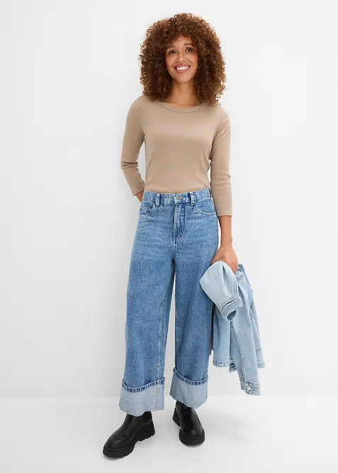 Lot de 3 T-shirts c&ocirc;tel&eacute;s manches 3/4, 100% coton, bonprix