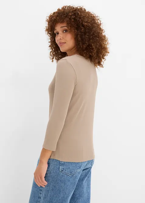 Lot de 3 T-shirts c&ocirc;tel&eacute;s manches 3/4, 100% coton, bonprix