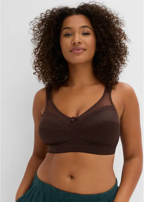 Lot de 2 soutiens-gorge grand maintien sans armatures, bretelles rembourr&eacute;es, bonprix