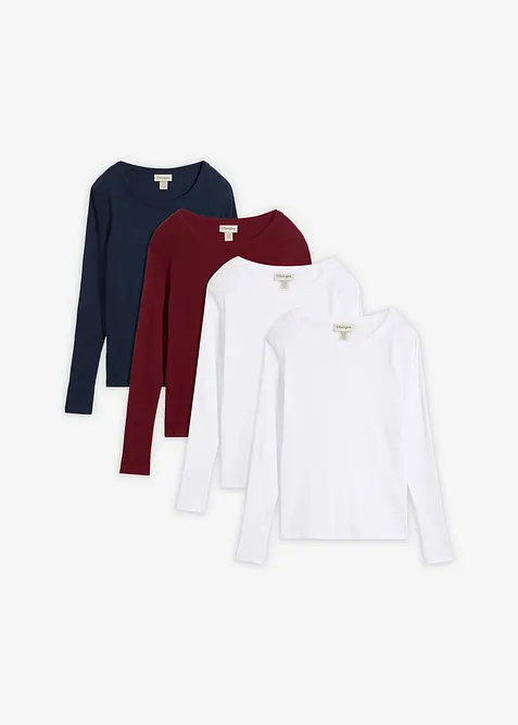 Rippshirt aus reiner Bio-Baumwolle  (4er Pack), bonprix