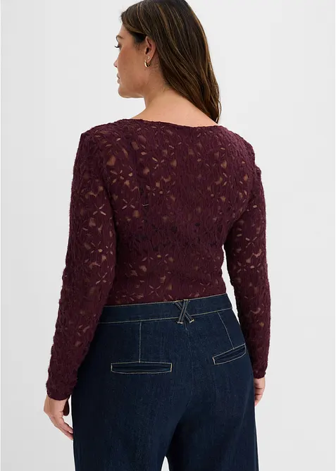 Spitzenbody mit flauschiger Oberfl&auml;che, bonprix