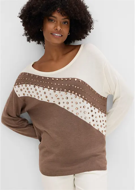 Pull long avec strass, bonprix