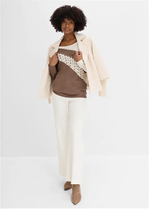 Pull long avec strass, bonprix