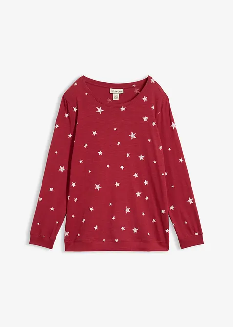 T-shirt coton imprim&eacute;, manches longues, bonprix