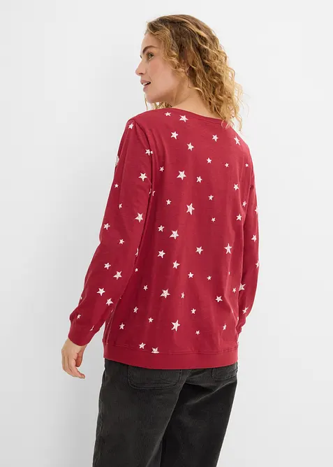 T-shirt coton imprim&eacute;, manches longues, bonprix