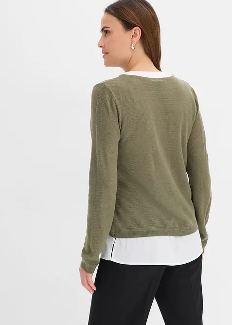 Feinstrickpullover mit Bluseneinsatz, bonprix
