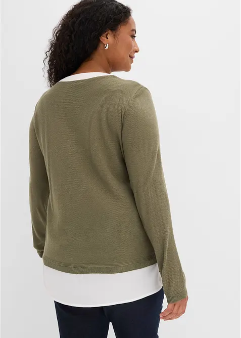Feinstrickpullover mit Bluseneinsatz, bonprix
