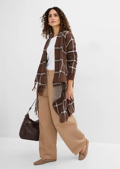 Longstrickjacke mit Fransen, bonprix