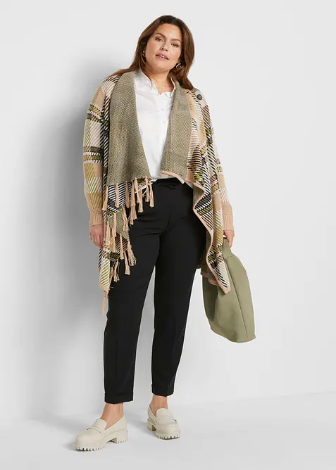 Longstrickjacke mit Fransen, bonprix