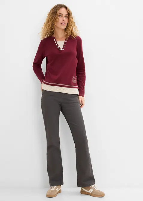 T-shirt coton manches longues style 2en1, bonprix