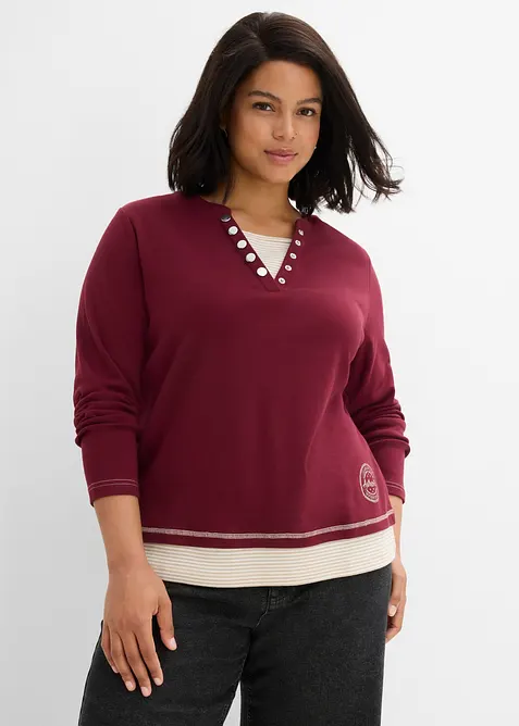 T-shirt coton manches longues style 2en1, bonprix