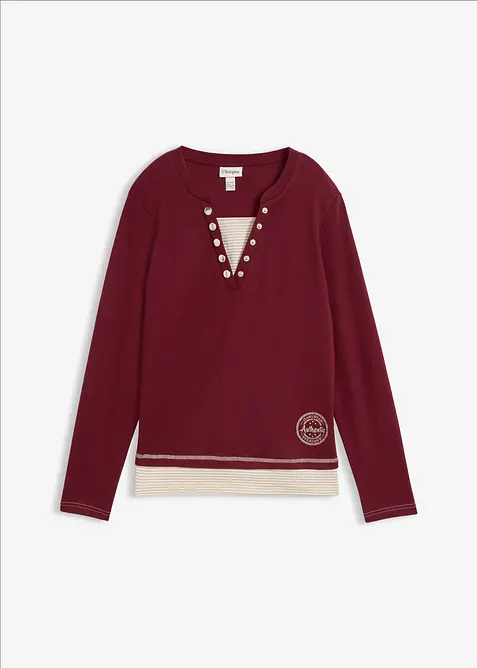 T-shirt coton manches longues style 2en1, bonprix