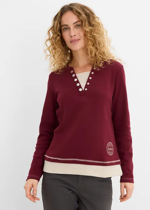 T-shirt coton manches longues style 2en1, bonprix