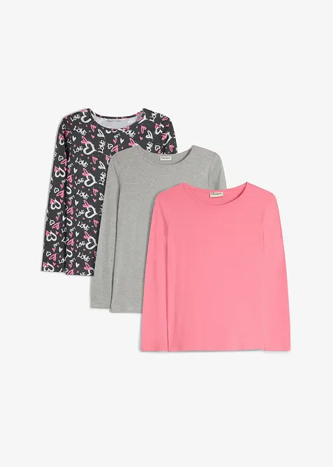 Langarmshirt aus reiner Baumwolle (3er Pack), bonprix