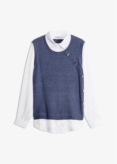 Pullover mit Blusen-Einsatz, bonprix