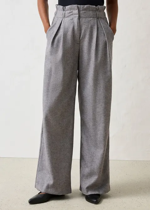 Weite Bundfaltenhose mit weichem Wollanteil, bonprix