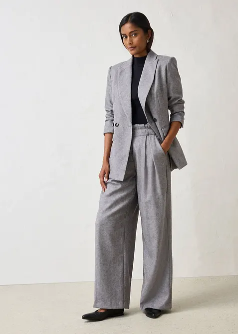 Weite Bundfaltenhose mit weichem Wollanteil, bonprix