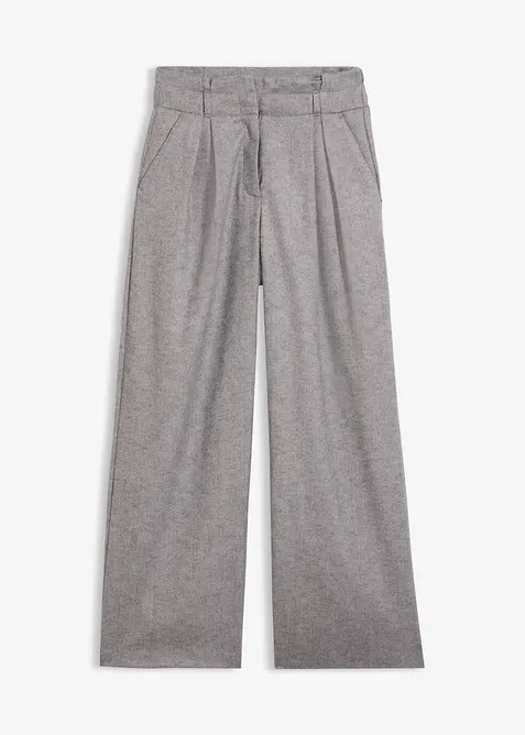 Weite Bundfaltenhose mit weichem Wollanteil, bonprix