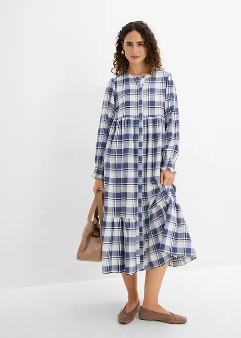 Flanell-Midikleid aus reiner Baumwolle, bonprix