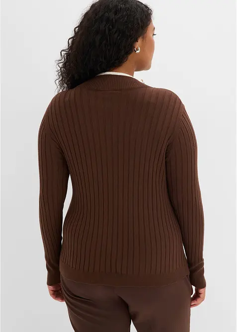 Gerippter Feinstrickpullover mit Viskose in 2 in 1 Optik, bonprix