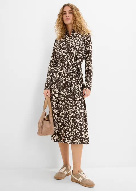 Hemdblusenkleid aus flie&szlig;ender Viskose, bonprix