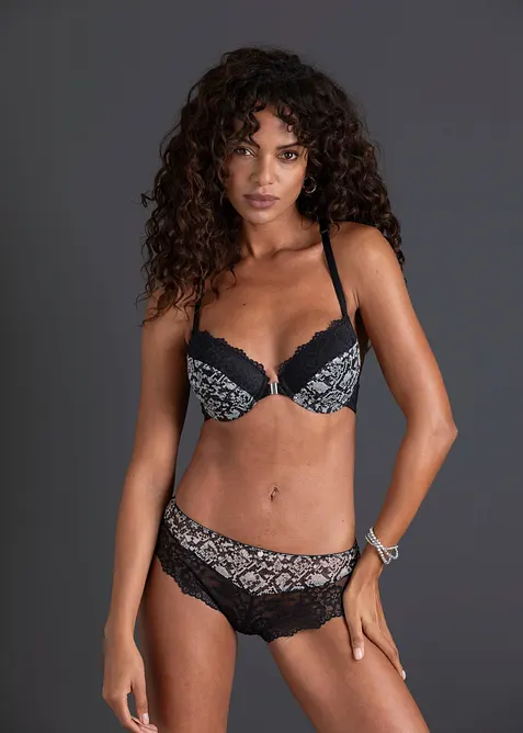 Soutien-gorge &agrave; coques, fermeture devant et imprim&eacute; python, bonprix