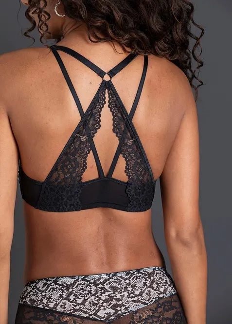 Soutien-gorge &agrave; coques, fermeture devant et imprim&eacute; python, bonprix