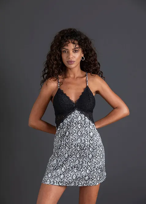Nuisette en satin &agrave; imprim&eacute; python, bonprix