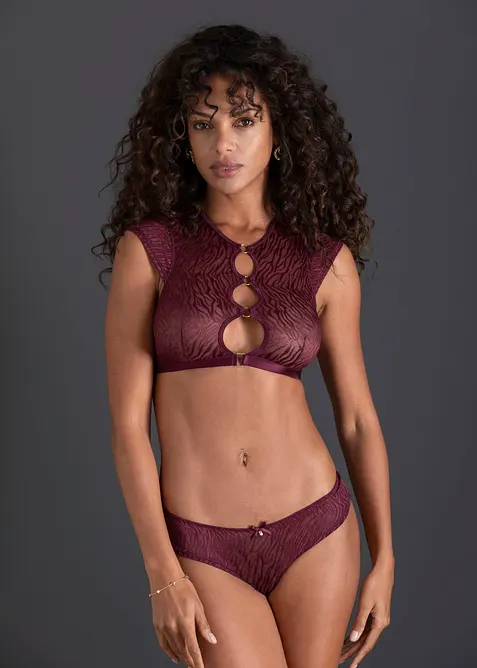 Brassi&egrave;re et slip ouvert avec accessoires dor&eacute;s (ens. 2 pces), bonprix