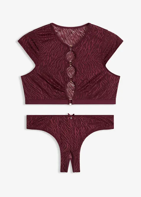 Brassi&egrave;re et slip ouvert avec accessoires dor&eacute;s (ens. 2 pces), bonprix