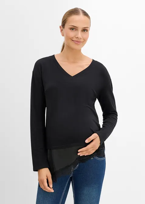 T-shirt de grossesse et d&rsquo;allaitement avec dentelle, bonprix