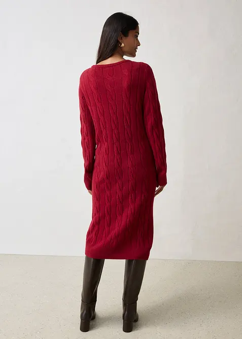 Strickkleid mit Wolle und Zopfmuster, bonprix
