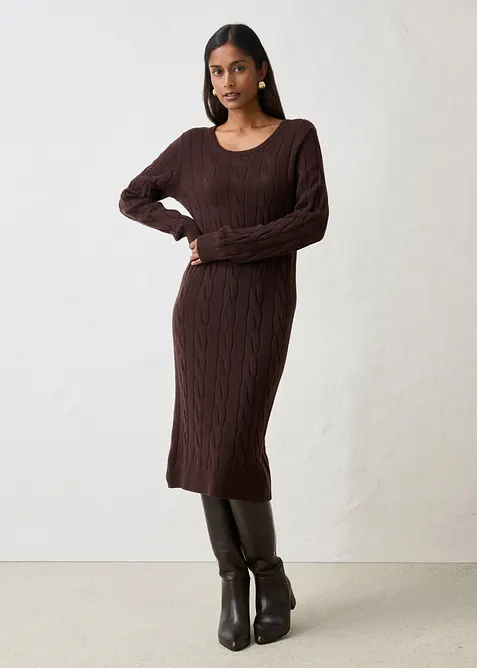Robe en maille torsad&eacute;e, bonprix