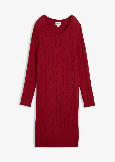 Strickkleid mit Wolle und Zopfmuster, bonprix