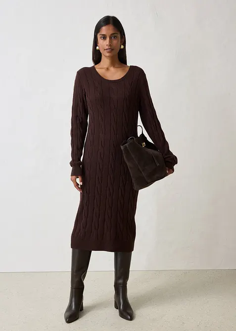 Robe en maille torsad&eacute;e, bonprix