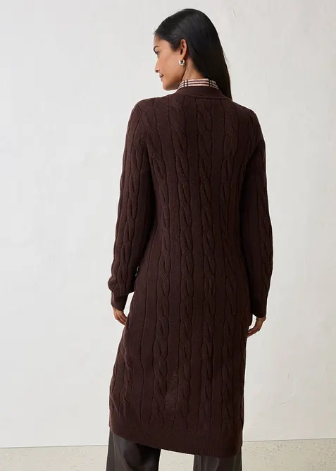 Gilet long et doux en maille de laine m&eacute;lang&eacute;e, bonprix
