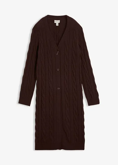 Gilet long et doux en maille de laine m&eacute;lang&eacute;e, bonprix