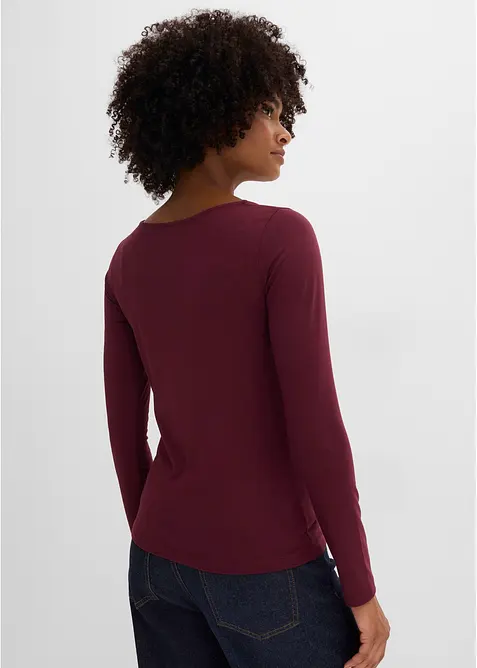 Shirt aus Single Jersey und Spitze im V-Ausschnitt, bonprix