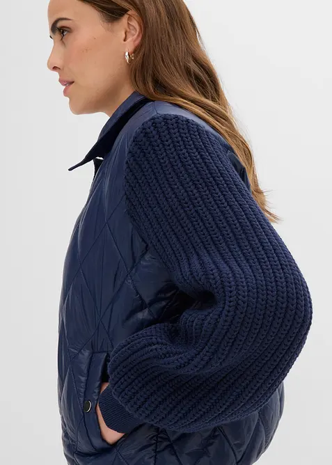 wasserabweisender Stepp-Blouson mit Strick&auml;rmeln, bonprix